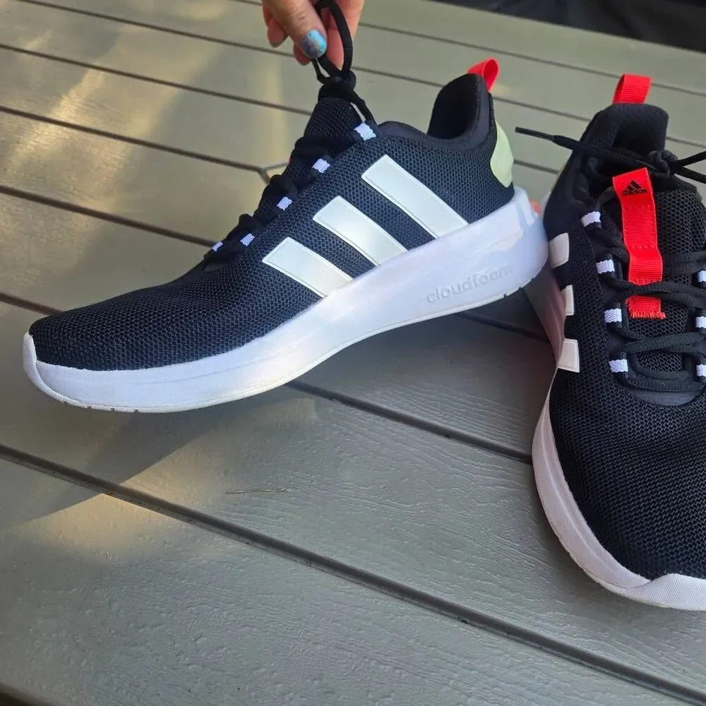 ADIDAS RACER TR23 BLACK WHITE RED mens size 7.5 running sneaker
